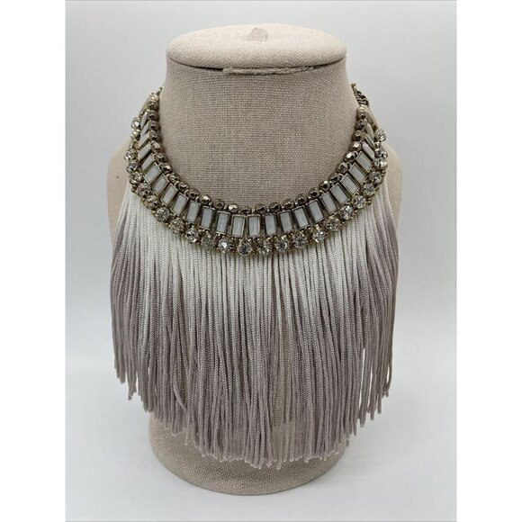 Express Gold Tone Chain Ombre Fringe Bib Collar Necklace 17.5" Egyptian Princess - Picture 1 of 5